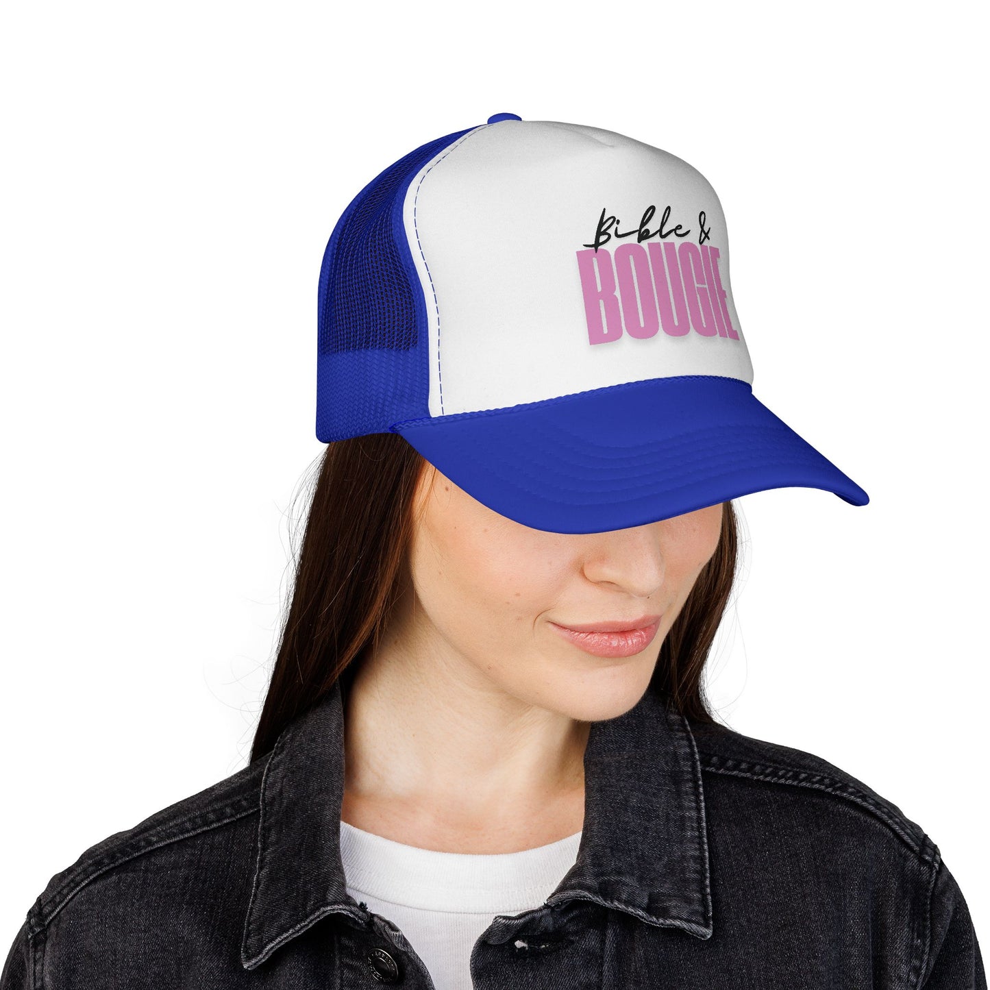 š§¢Bible & Bougie Trucker Cap ā Faith with a Little Flair