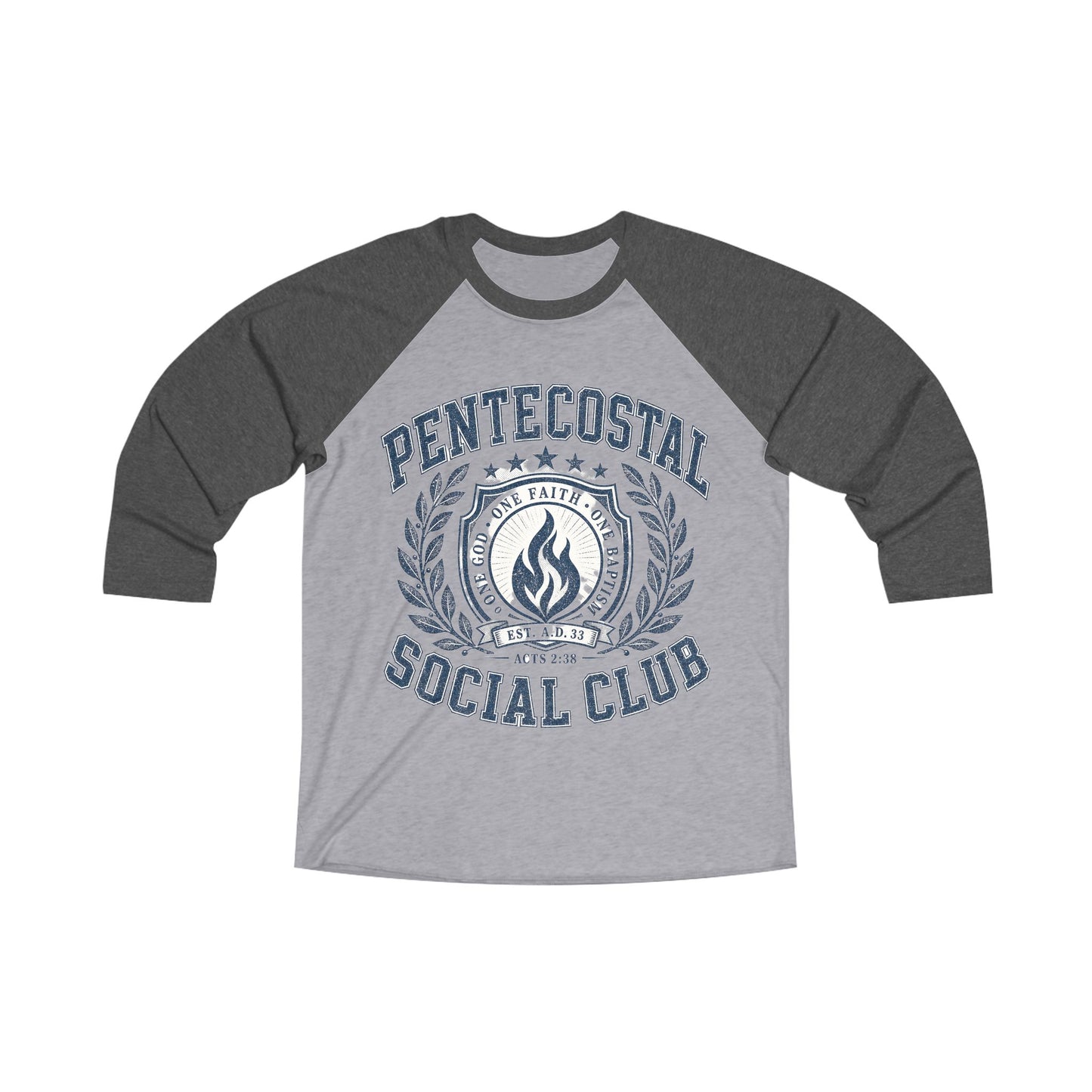 Pentecostal Social Club Raglan Tee — Vintage Faith Baseball Shirt