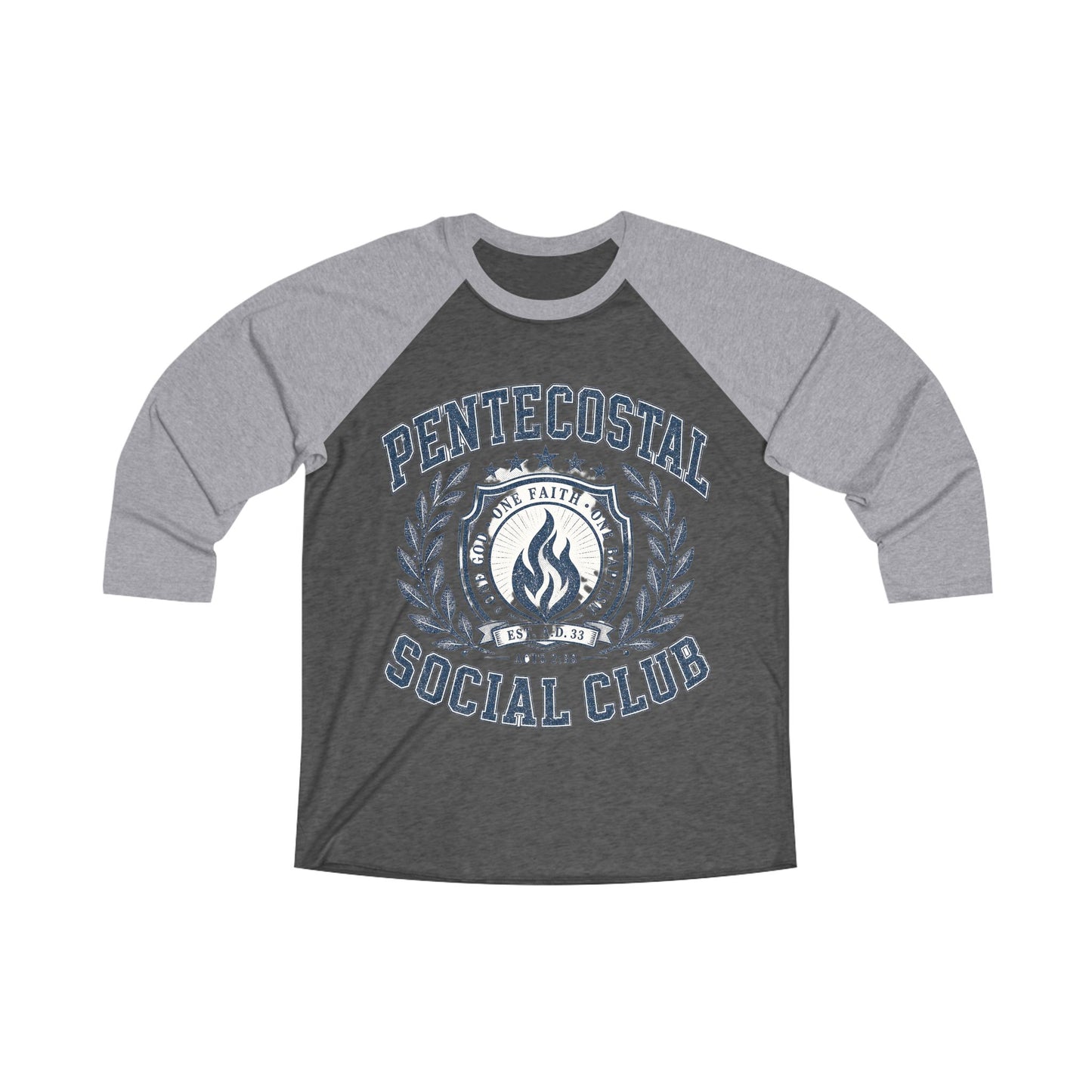 Pentecostal Social Club Raglan Tee — Vintage Faith Baseball Shirt