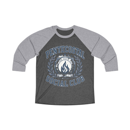 Pentecostal Social Club Raglan Tee — Vintage Faith Baseball Shirt