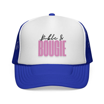 🧢Bible & Bougie Trucker Cap – Faith with a Little Flair