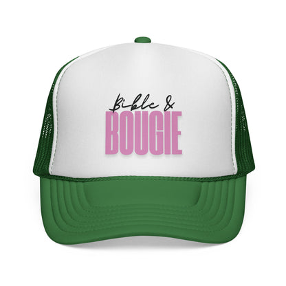 🧢Bible & Bougie Trucker Cap – Faith with a Little Flair