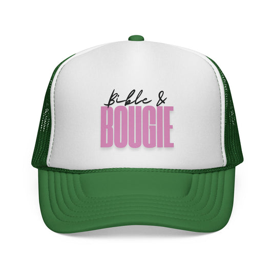 🧢Bible & Bougie Trucker Cap – Faith with a Little Flair