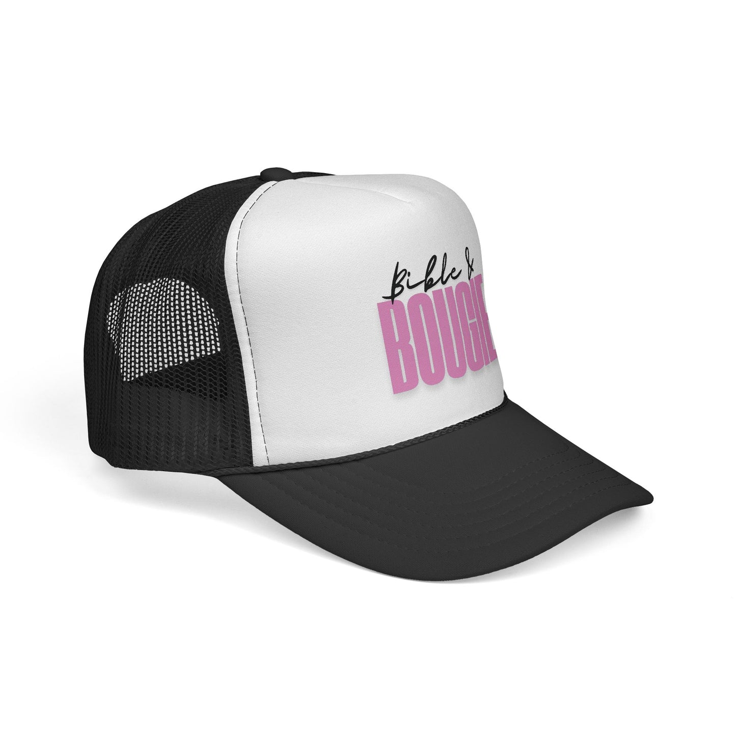 🧢Bible & Bougie Trucker Cap – Faith with a Little Flair